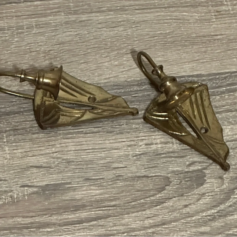 Brass Sailboat Candle Stick Holders Nautical Cottage Home Decor Wall Mounted Pr.